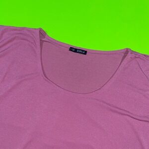 STORYUK Womens Dusty Rose Asymmetrical Button Detail Scoop Neck Blouse 2XL Plus